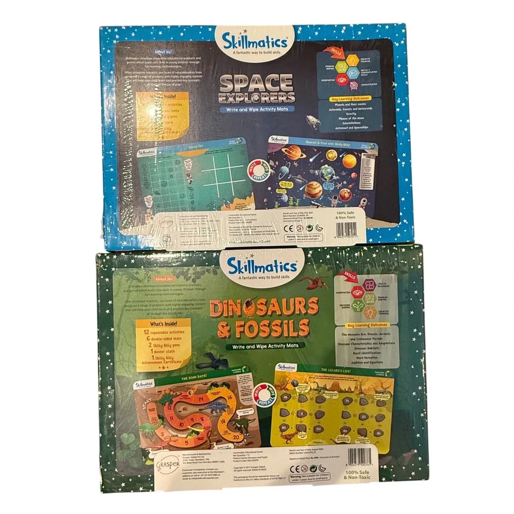 Skillmatics Activity Mats Space Explorers Dinosaurs & Fossils Set 2 New Sealed